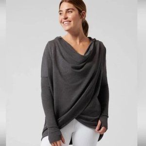 Athleta Purana Wrap Charcoal Gray Hoodie Sweatshirt Large